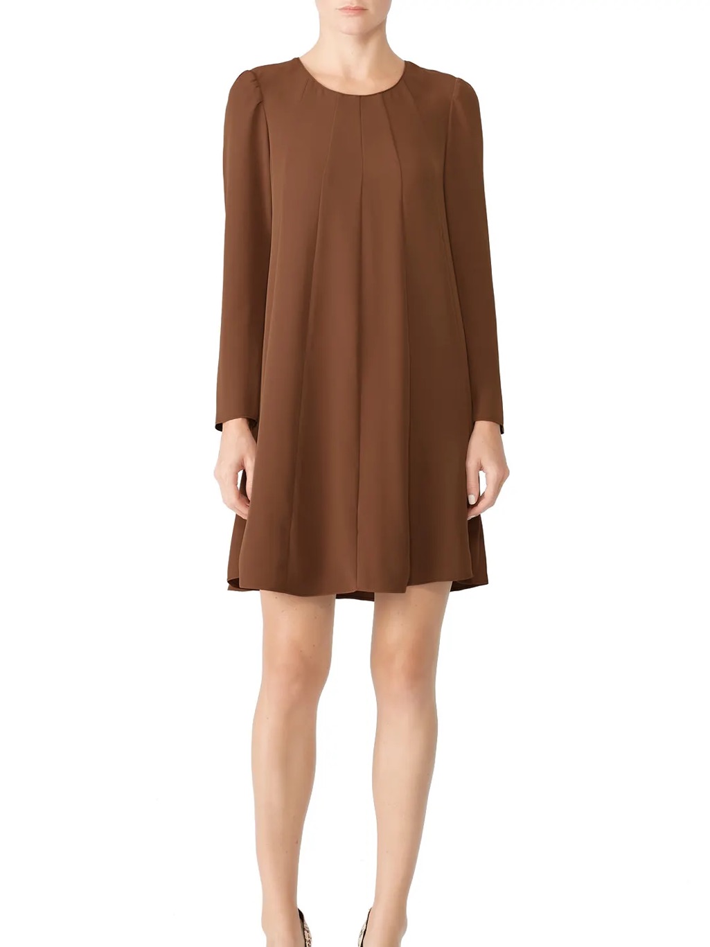 Amanda Uprichard ‘Wendy’ Vertical Seam Swing Mini Dress In Brown Size Small